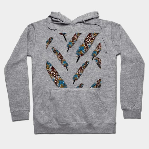 Aboriginal Art - Feather Wetland Pattern Hoodie by hogartharts